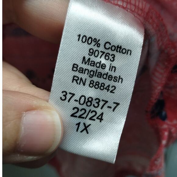 Woman Within Size 1X (22/24) Light Red/Pink Multi-Pattern Short Sleeve T-Shirt - Picture 6 of 7